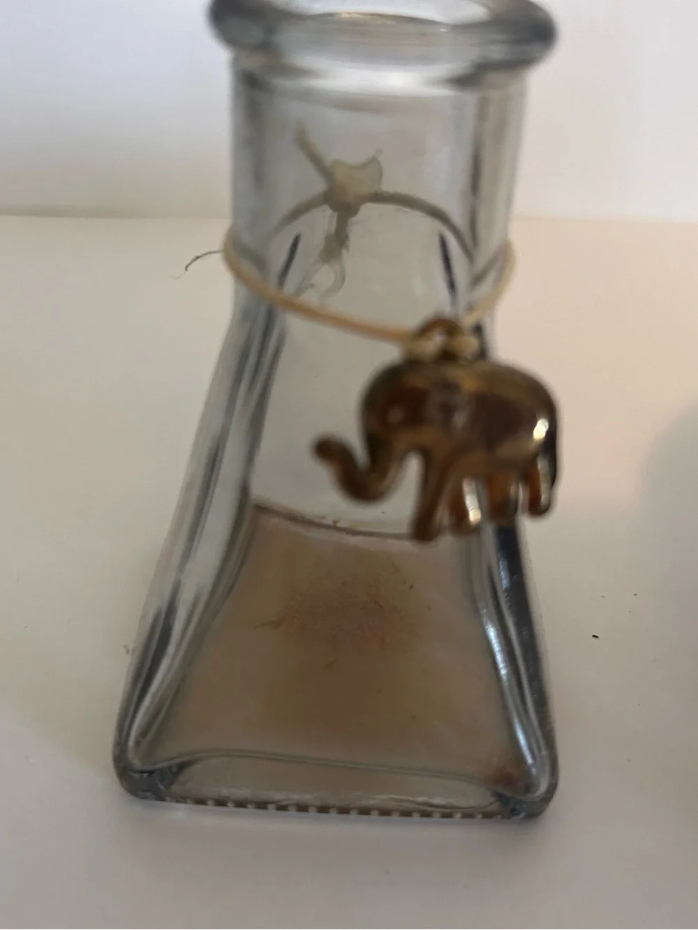 BrassElephant-Themed Glass curet/ diffuser Set with Metal Holder